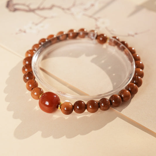 Cinnamon Glow Bead Bracelet with warm earthy tones and focal bead – Glazenya jewelry
