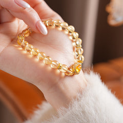 Sunlit Heart Gem Bracelet with golden crystal beads and heart-shaped zircon charm – Glazenya