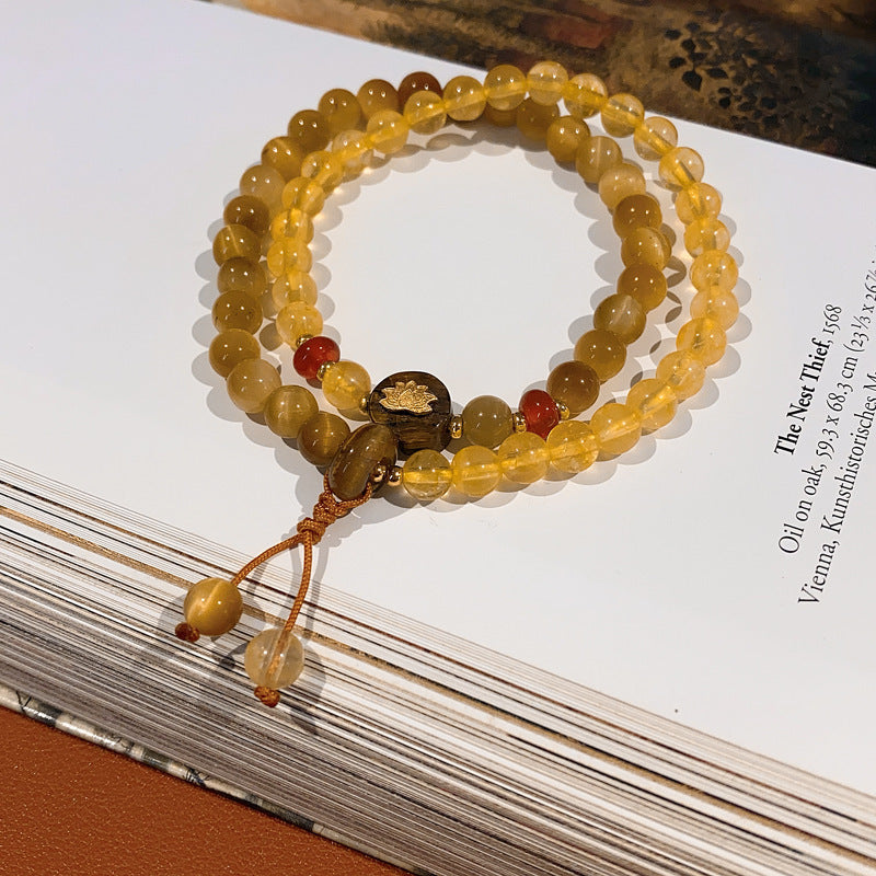 Oriental Crystal Bead Bracelet Series – Natural White & Yellow Gemstones, Retro Chic Elegance