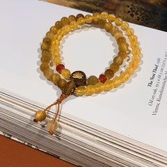 Oriental Crystal Bead Bracelet Series – Natural White & Yellow Gemstones, Retro Chic Elegance