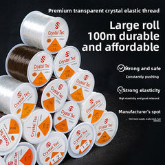 Crystal Elastic Beading Cord – Clear Stretch Jewelry String (0.5–1.5 mm, 5–120 m)