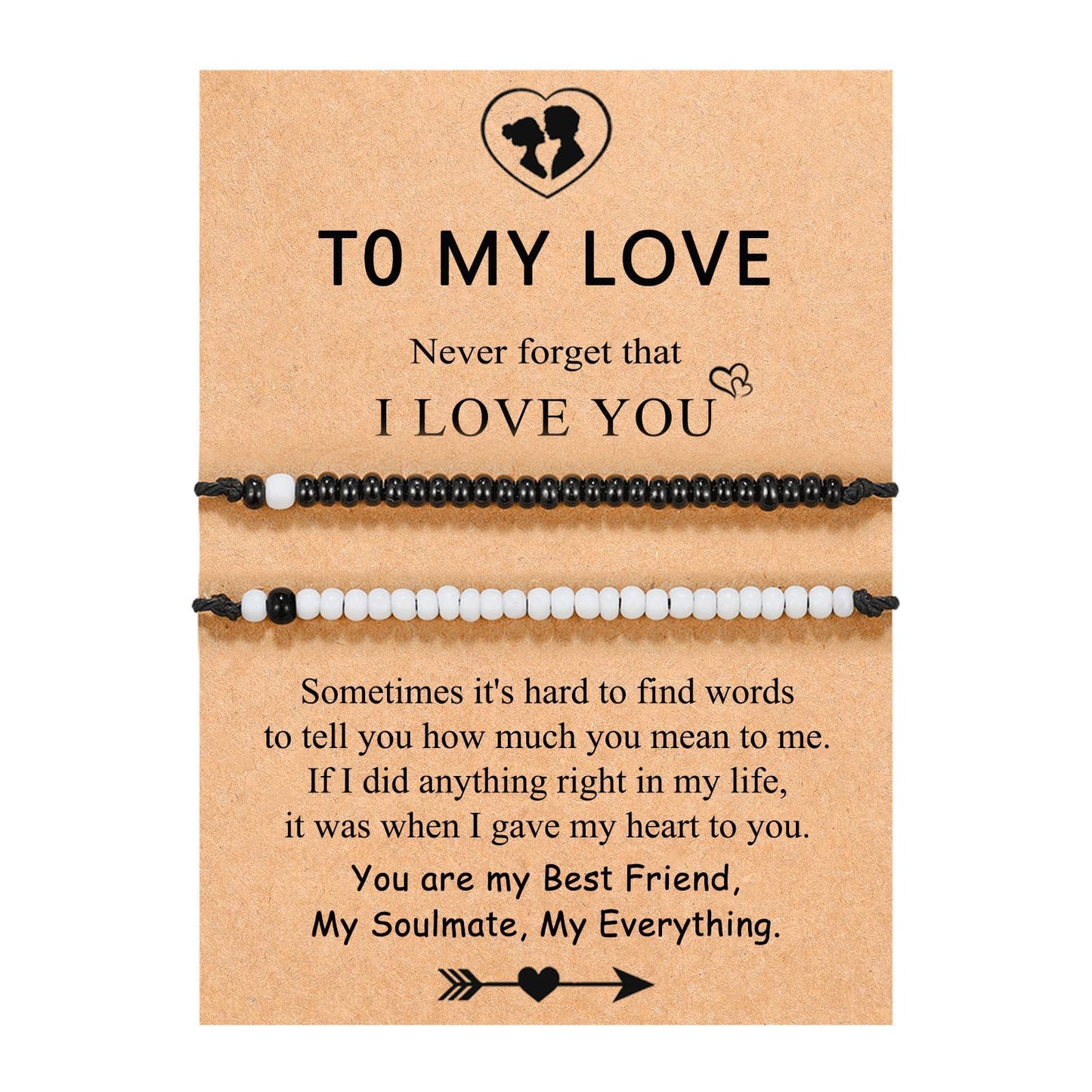 MorseBond Duo — Black & White Love Bracelets