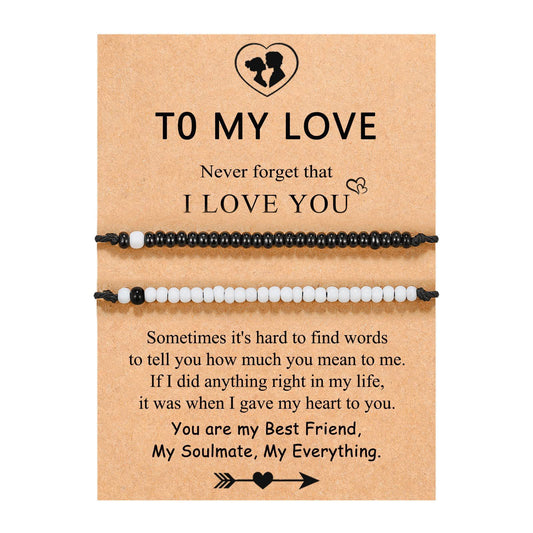 MorseBond Duo — Black & White Love Bracelets