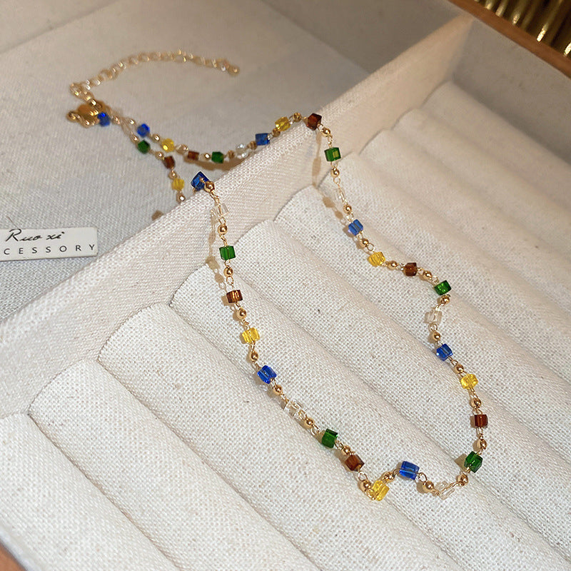 Baroque freshwater pearl colorful bead necklace and bracelet set – light luxury elegant women’s jewelry
