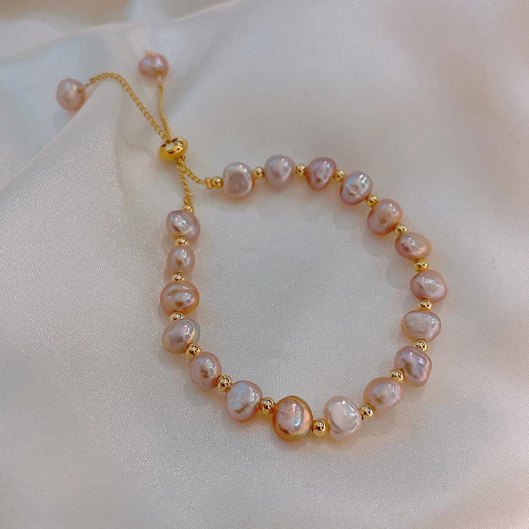 Baroque Freshwater Pearl & Crystal Bracelet Collection – Korean Chic Light Luxury