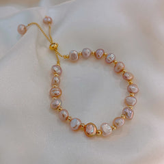 Baroque Freshwater Pearl & Crystal Bracelet Collection – Korean Chic Light Luxury