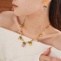 Celestial Leaf Zircon Drop Necklace Set