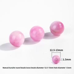 Pink-lilac kunzite round beads with silky glow, assorted 6–13 mm — Sakura Haze.