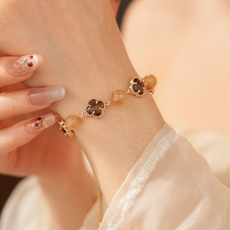 Radiant Flora Bead Bracelet with pink crystal and glass beads – Glazenya jewelry