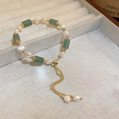 Baroque freshwater pearl bracelet with crystal accents in Korean chic style