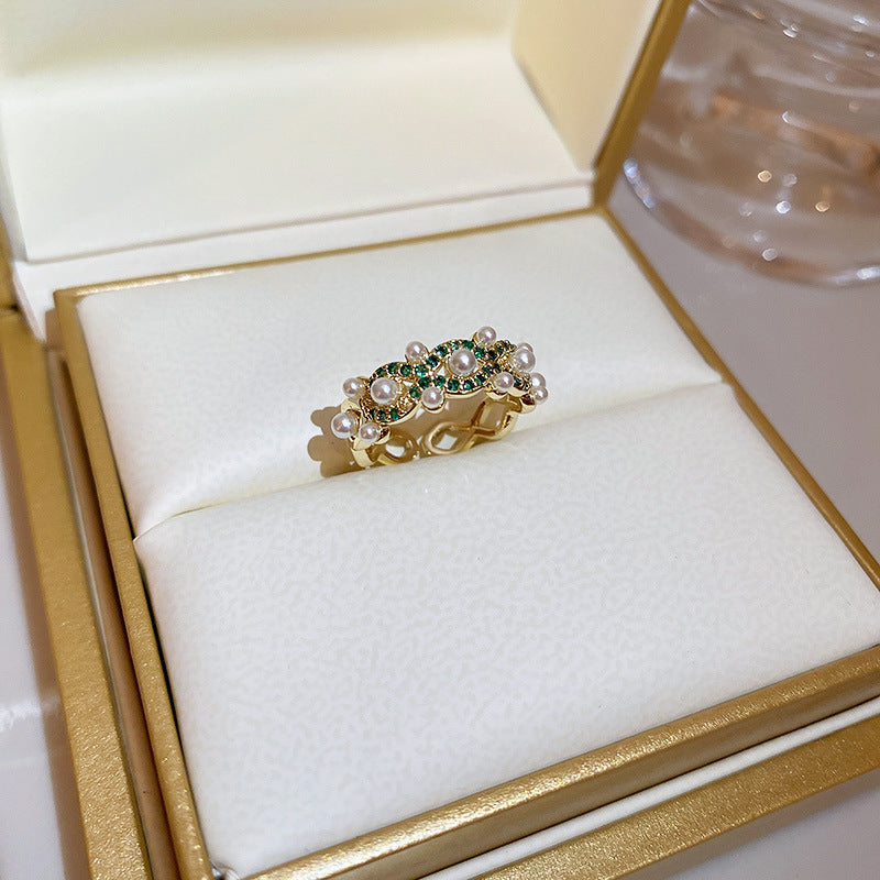 Baroque Pearl Tulip Open Ring – Korean Sweet Chic Series