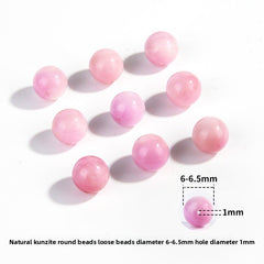 Pink-lilac kunzite round beads with silky glow, assorted 6–13 mm — Sakura Haze.